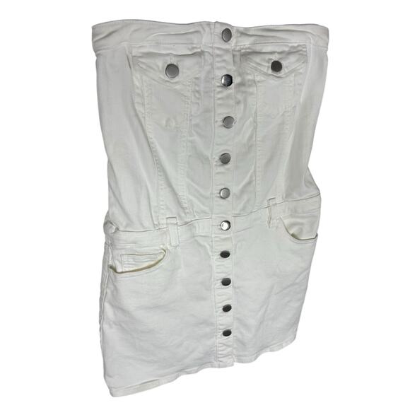 Amanda Uprichard Teyana Dress Strapless Denim Mini Minimalist Chic White Size S - Picture 5 of 12